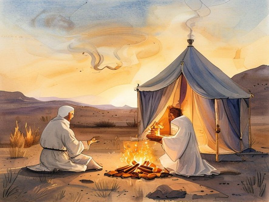 祭司清晨在坛上加柴，火焰不灭