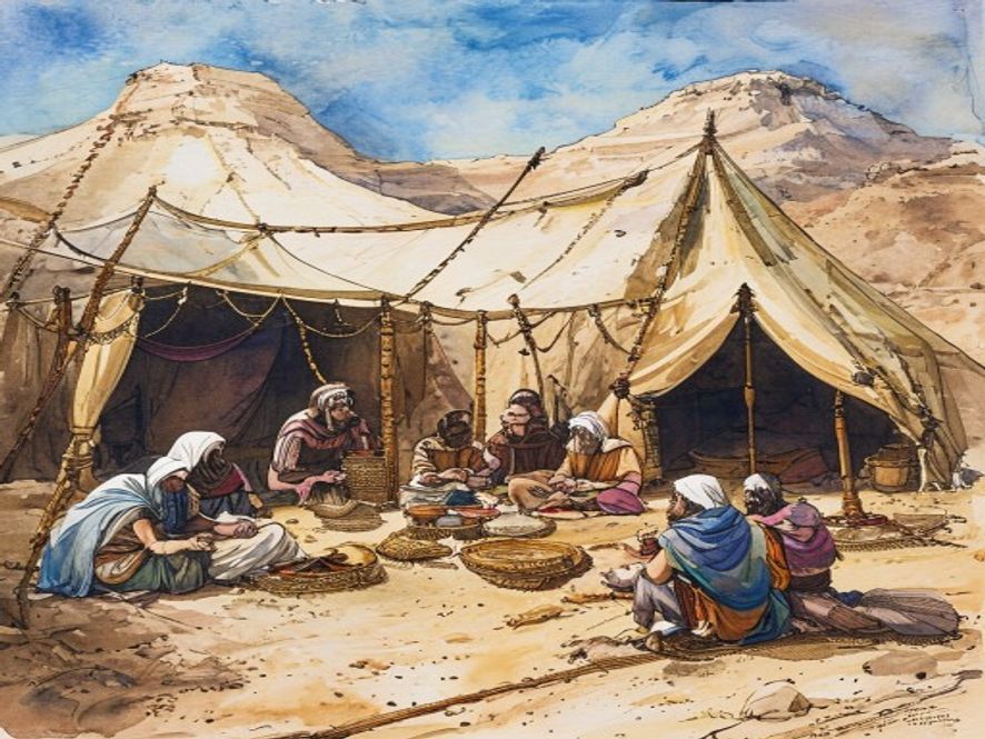 利未三族在会幕周围安营：革顺西边、哥辖南边、米拉利北边、摩西亚伦东边